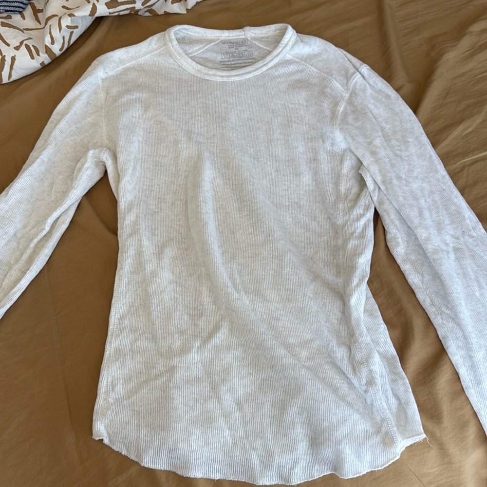 Vince Crew Neck Knit Sweater Striped Cream White Cream Mens XS